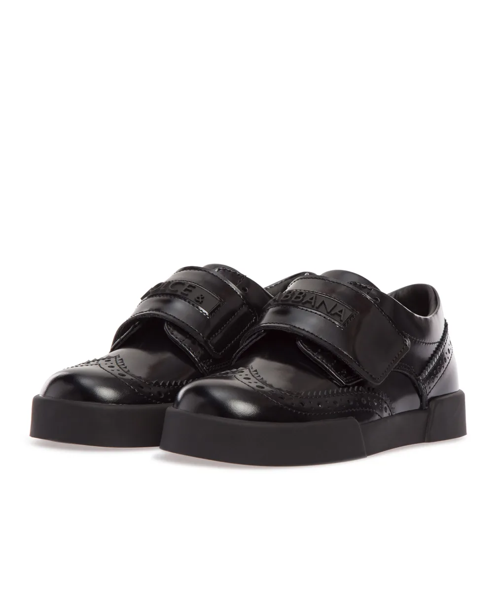 Детские кожаные броги Dolce&Gabbana Kids DA0725-A1428-S-, черный цвет • Купить в интернет-магазине Kameron