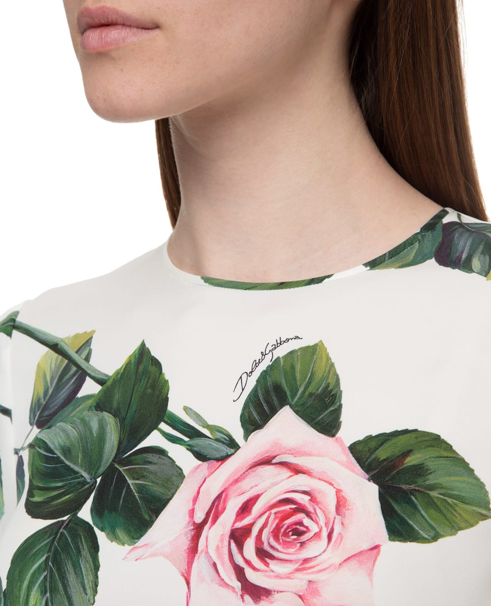 Шелковая блуза Dolce&Gabbana F7ZZDT-FSAZD, белый цвет • Купить в интернет-магазине Kameron