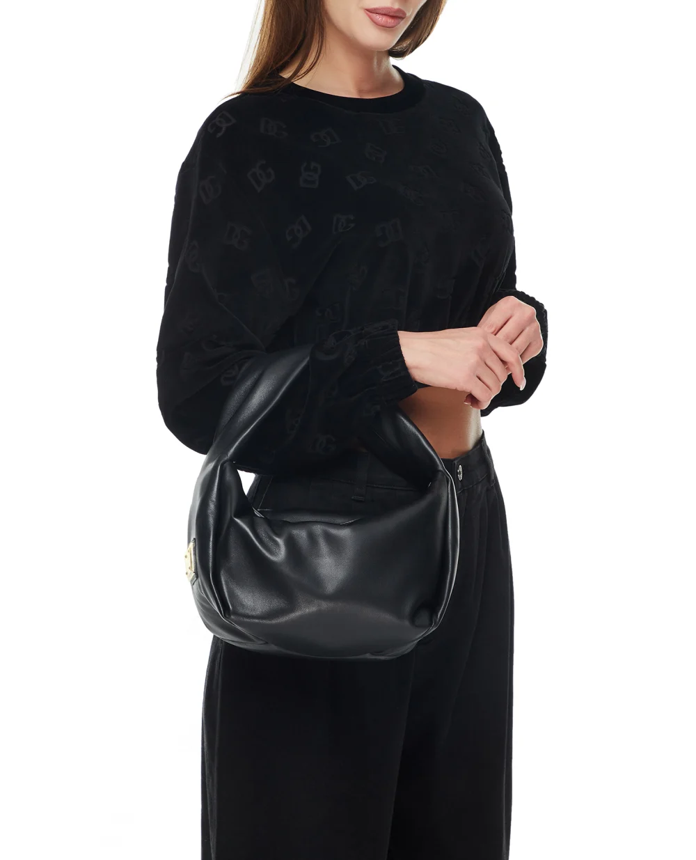 Кожаная сумка Soft Small Dolce&Gabbana BB7321-AF984, черный цвет • Купить в интернет-магазине Kameron