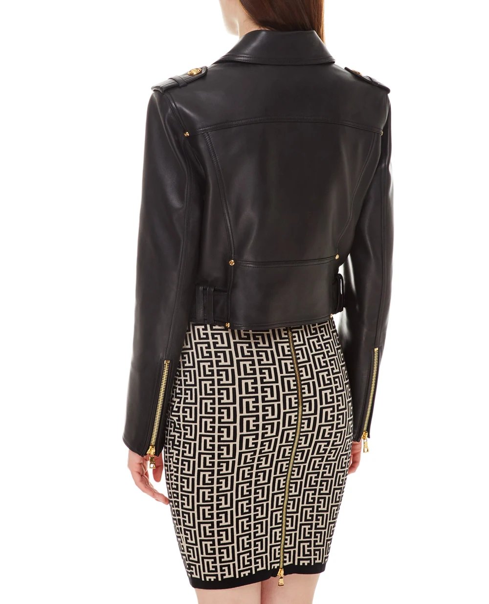 Кожаная косуха Balmain XF1TD055LB24, черный цвет • Купить в интернет-магазине Kameron