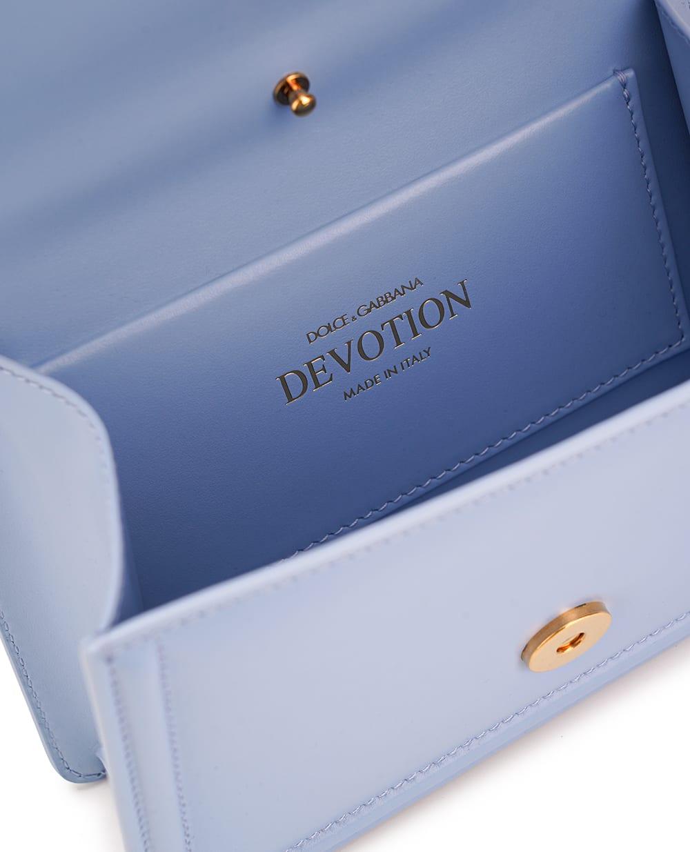 Кожаная сумка Devotion Small Dolce&Gabbana BB6711-AV893, голубой цвет • Купить в интернет-магазине Kameron