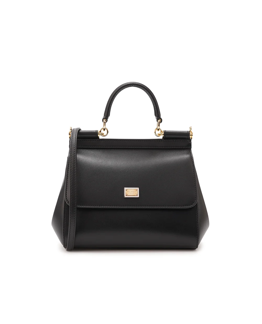 Кожаная сумка Sicily Medium Dolce&Gabbana BB6003-AN767, черный цвет • Купить в интернет-магазине Kameron