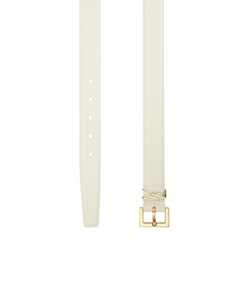 Шкіряний ремінь Saint Laurent 634437-BOO0W, білий колір • Купити в інтернет-магазині Kameron