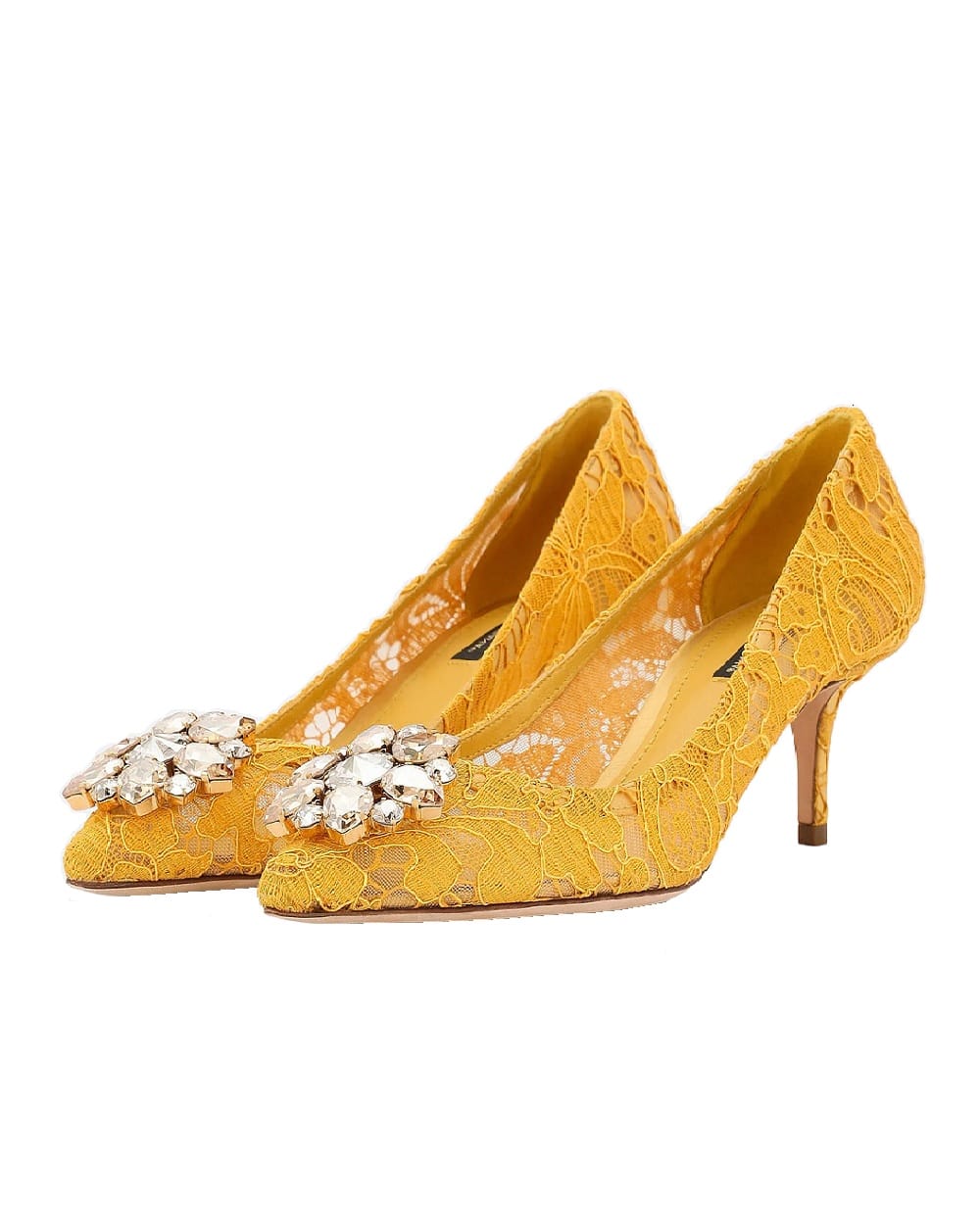 Кружевные лодочки Rainbow Lace Dolce&Gabbana CD0066-AL198-S, желтый цвет • Купить в интернет-магазине Kameron