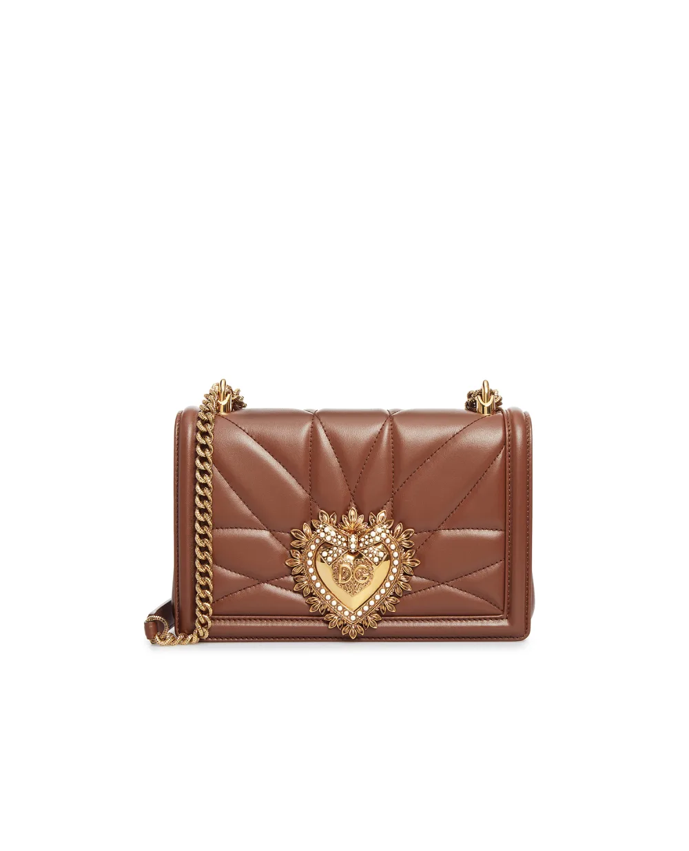 Кожаная сумка Devotion Medium Dolce&Gabbana BB6652-AV967, коричневый цвет • Купить в интернет-магазине Kameron