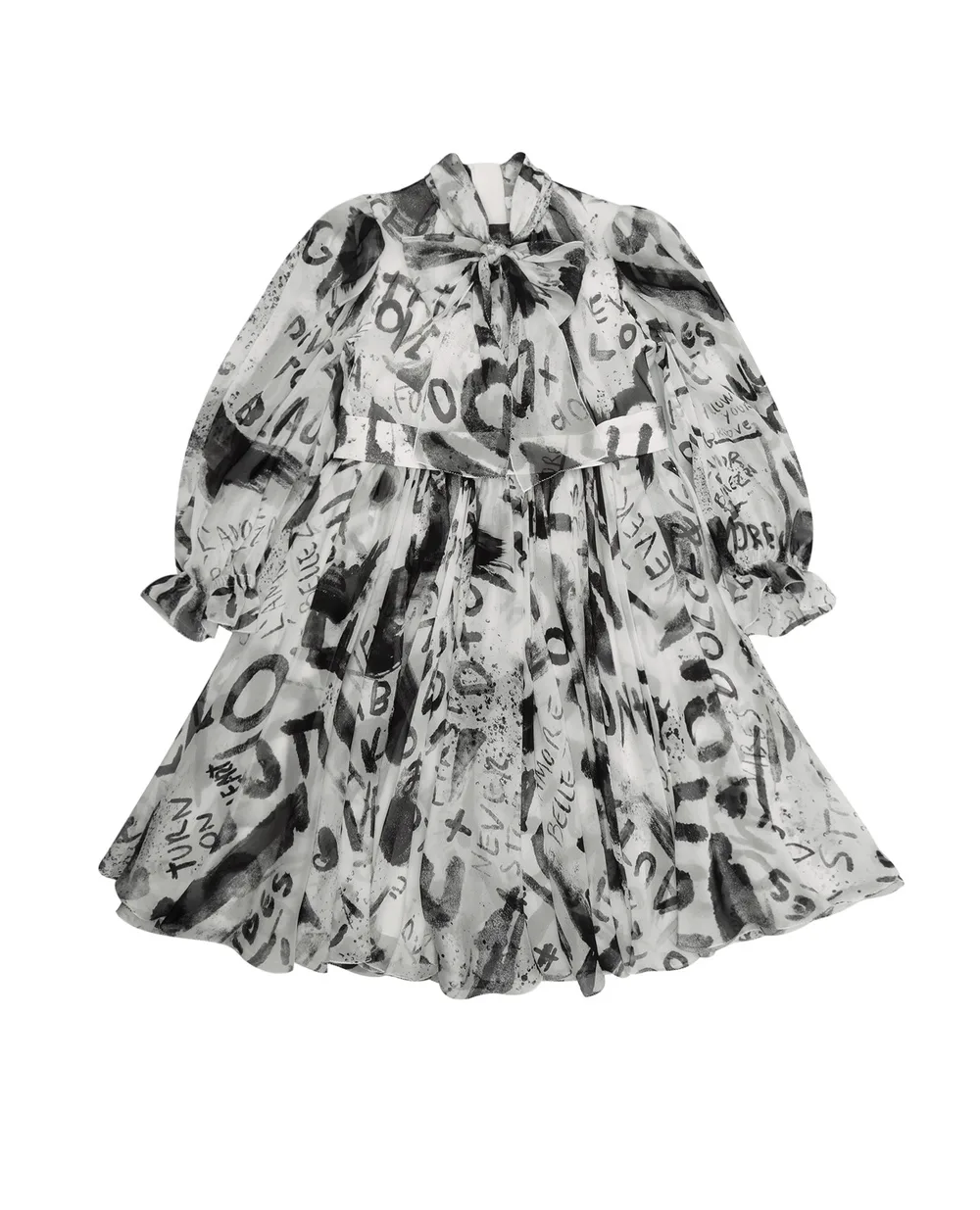 Шелковое платье Dolce&Gabbana Kids L52DW8-IS1JP-B, белый цвет • Купить в интернет-магазине Kameron