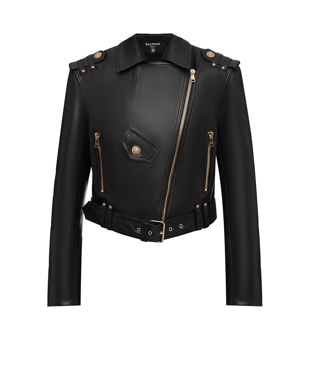 Куртка кожаная Balmain CF1TD205LC62, черный цвет • Купить в интернет-магазине Kameron