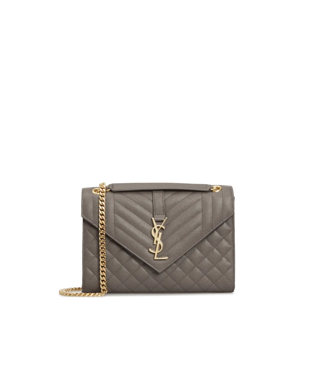 Кожаная сумка Envelope Medium Saint Laurent 600185-BOW91-, серый цвет • Купить в интернет-магазине Kameron