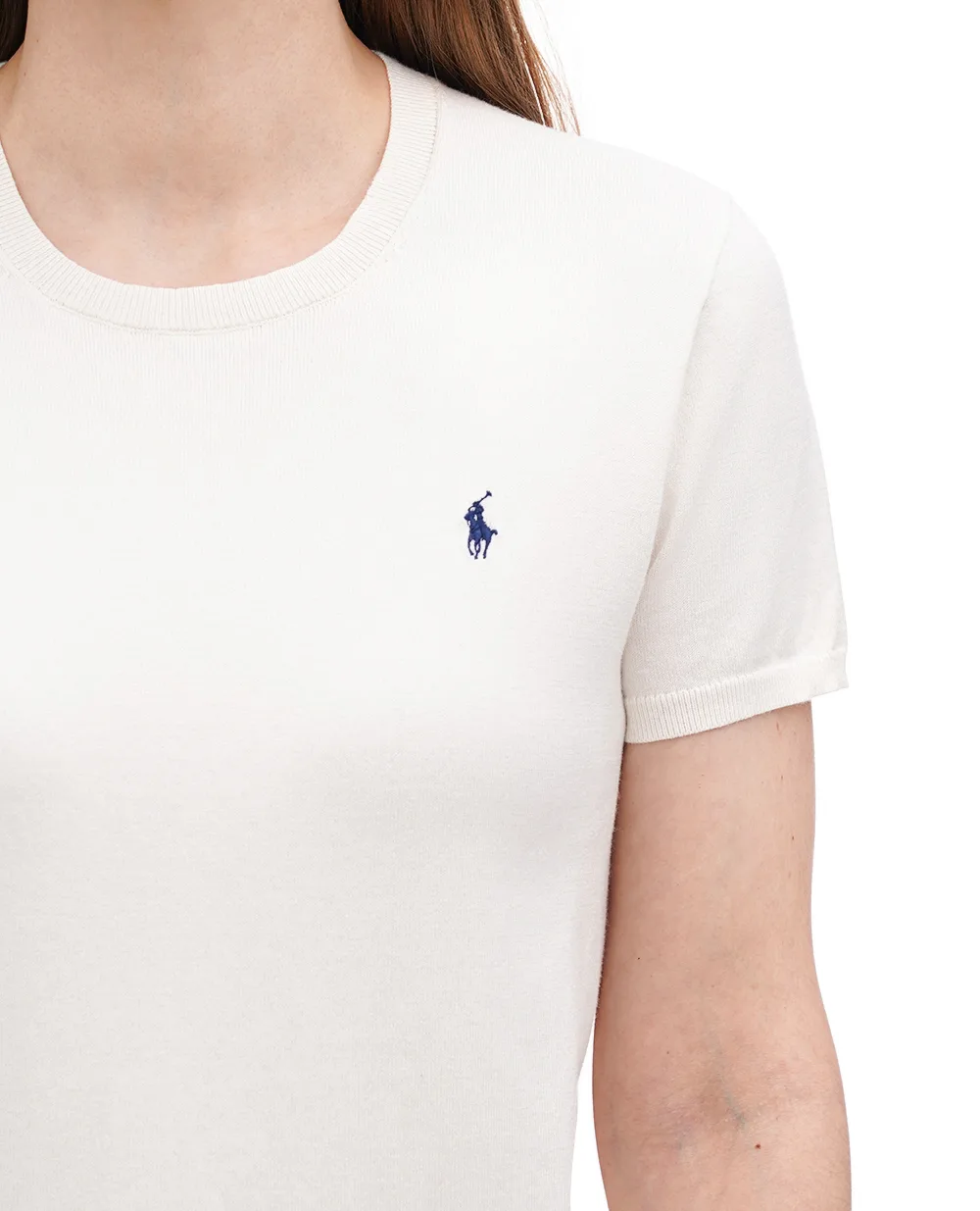 Джемпер с короткими рукавами Polo Ralph Lauren 211891673001, молочный цвет • Купить в интернет-магазине Kameron