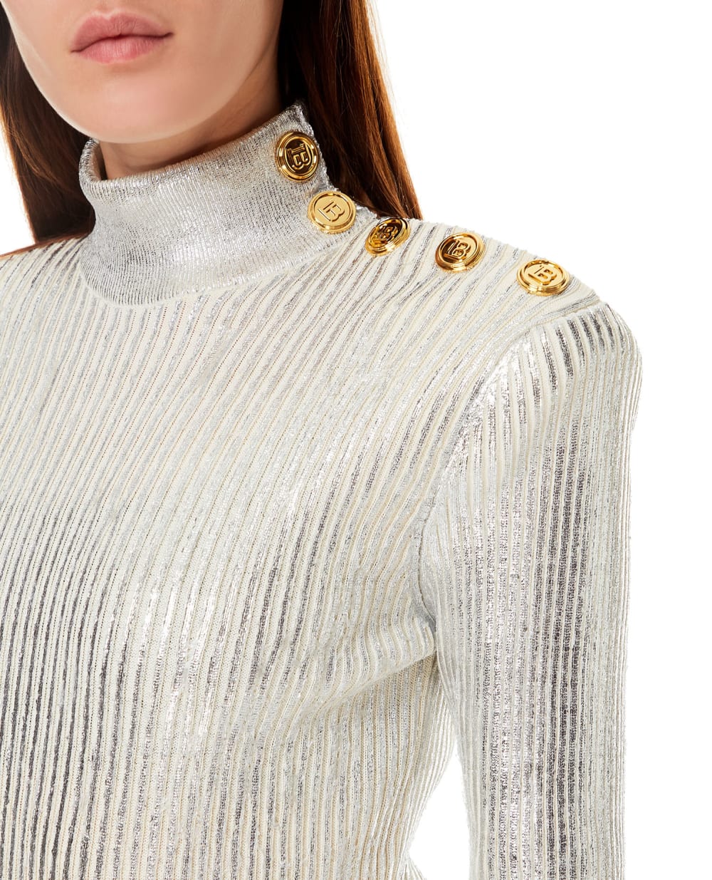 Шерстяной гольф Balmain WF0KF005K314, серебряный цвет • Купить в интернет-магазине Kameron