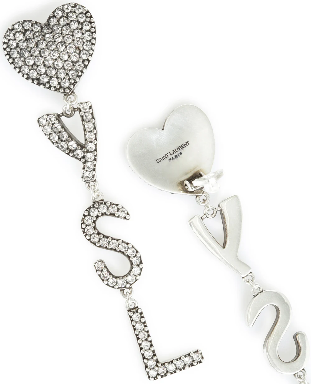 Клипсы Heart Saint Laurent 584228-Y1526-, серебряный цвет • Купить в интернет-магазине Kameron