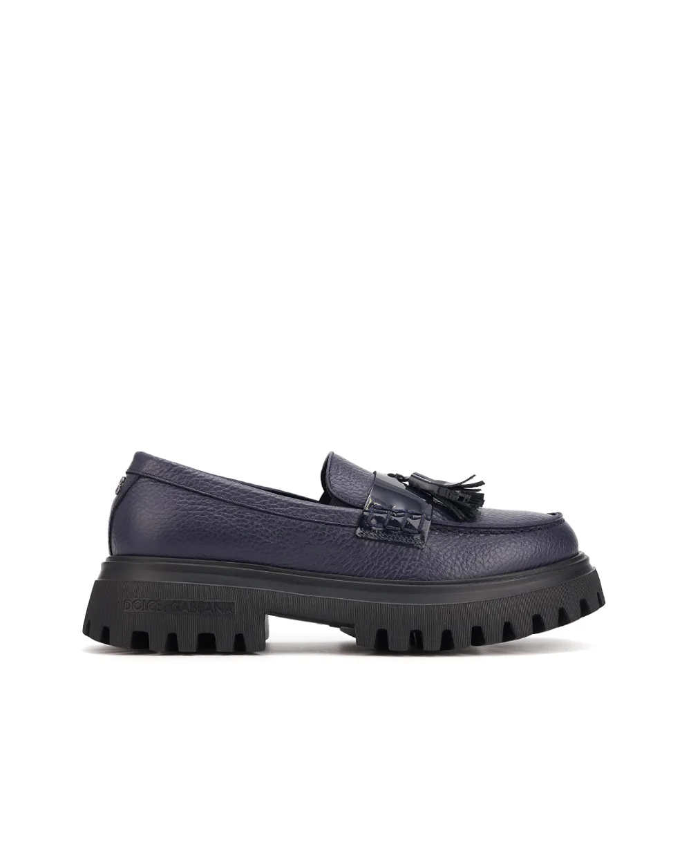 Детские кожаные туфли Dolce&Gabbana Kids D11268-A7037-M, темно-синий цвет • Купить в интернет-магазине Kameron
