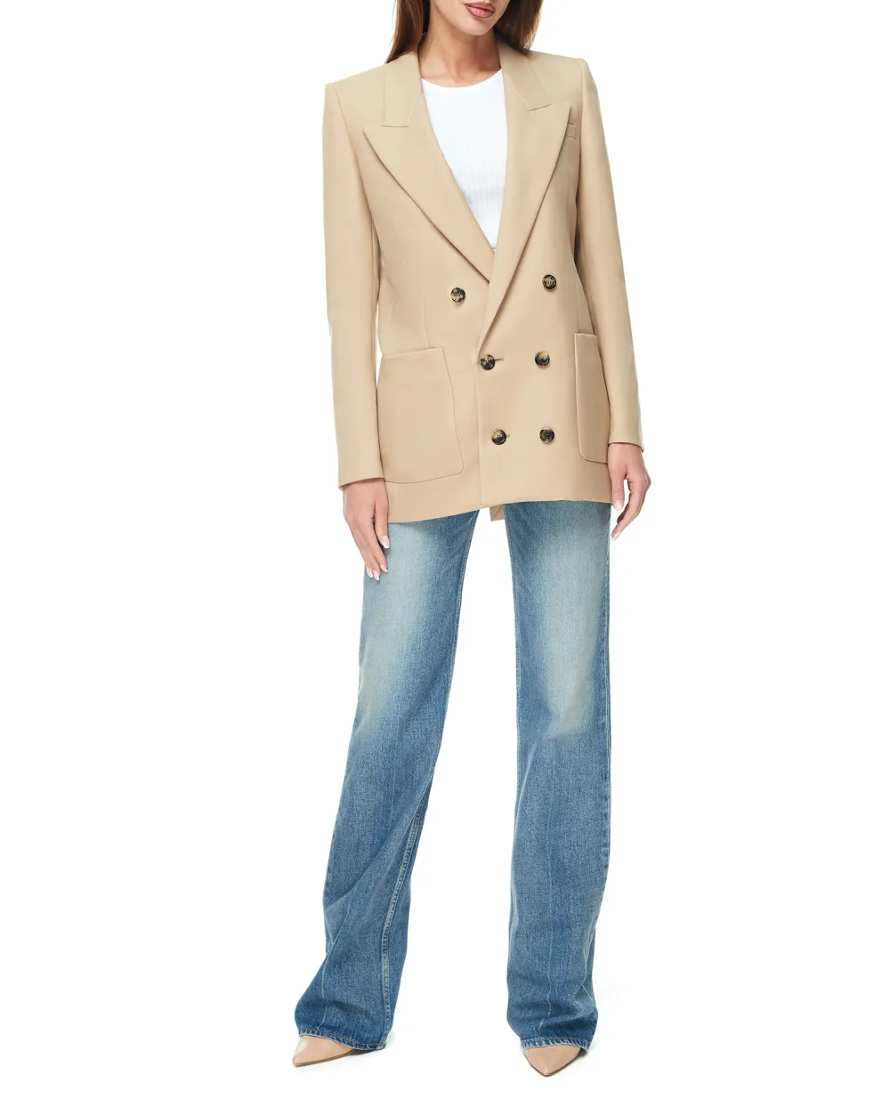 Шерстяной блейзер Saint Laurent 735409-Y7B73, бежевый цвет • Купить в интернет-магазине Kameron