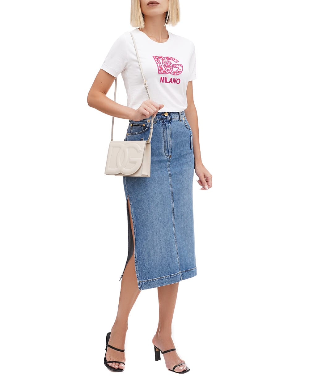 Кожаная сумка DG Logo Small Dolce&Gabbana BB7287-AW576, айвори цвет • Купить в интернет-магазине Kameron