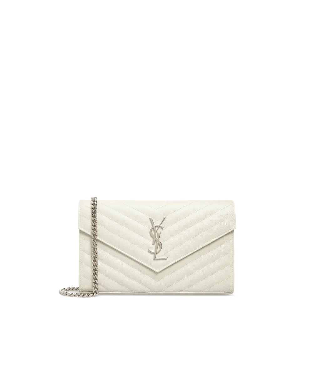 Кожаная сумка Cassandre Chain Wallet Saint Laurent 377828-BOW02-, белый цвет • Купить в интернет-магазине Kameron