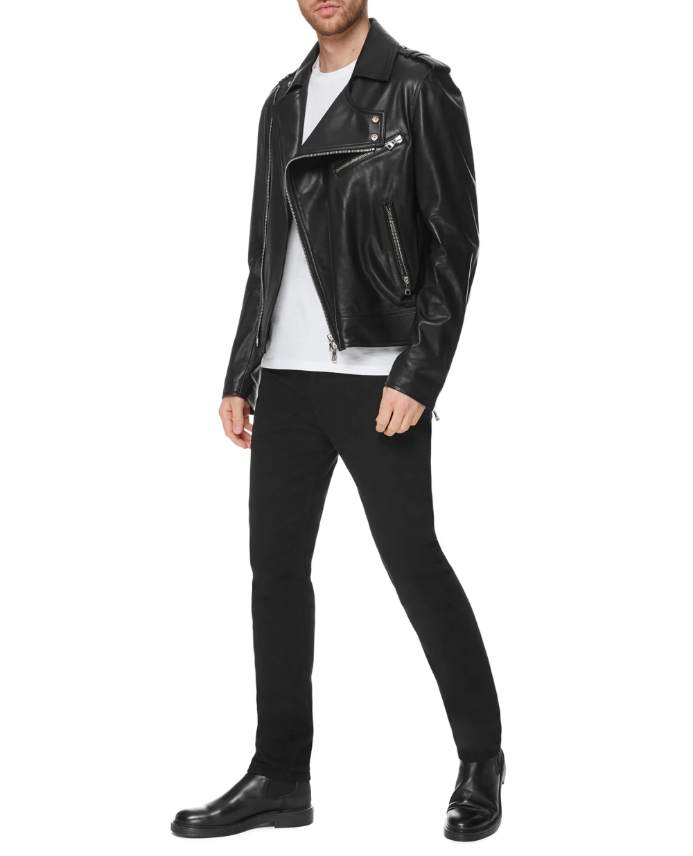 Кожаная куртка Balmain VH1TD055L110, черный цвет • Купить в интернет-магазине Kameron