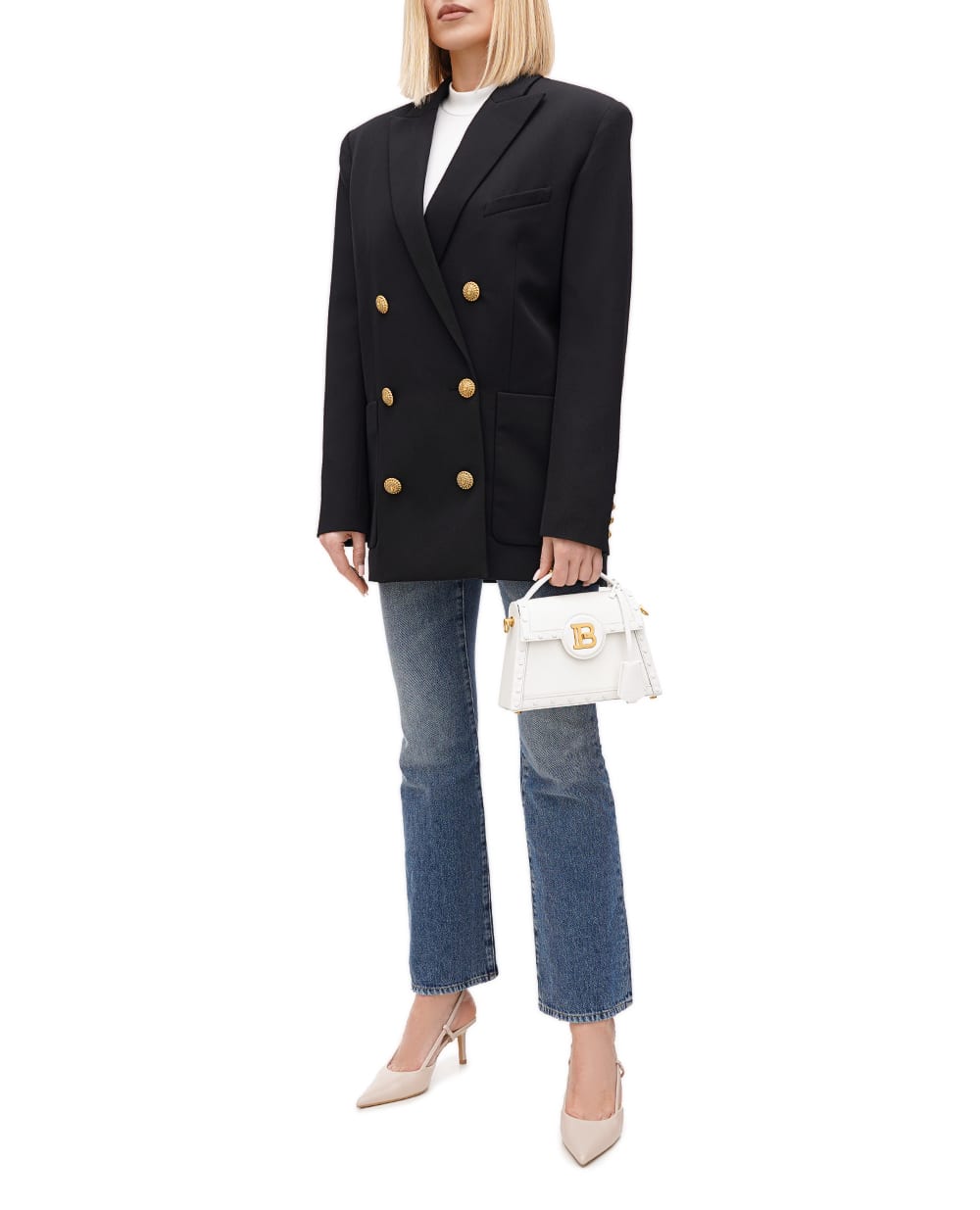 Кожаная сумка B-Buzz Dynasty Balmain CN0DB867LQML, белый цвет • Купить в интернет-магазине Kameron