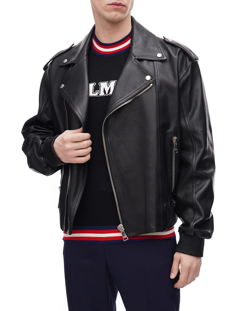 Кожаная куртка Balmain CH1TF595LC62, черный цвет • Купить в интернет-магазине Kameron