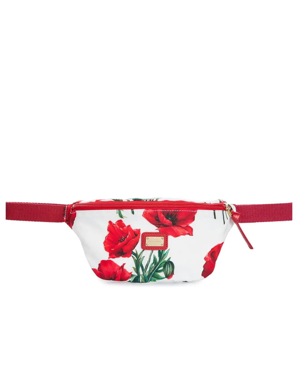 Детская поясная сумка Poppy-print Dolce&Gabbana Kids EB0208-AA594, белый цвет • Купить в интернет-магазине Kameron
