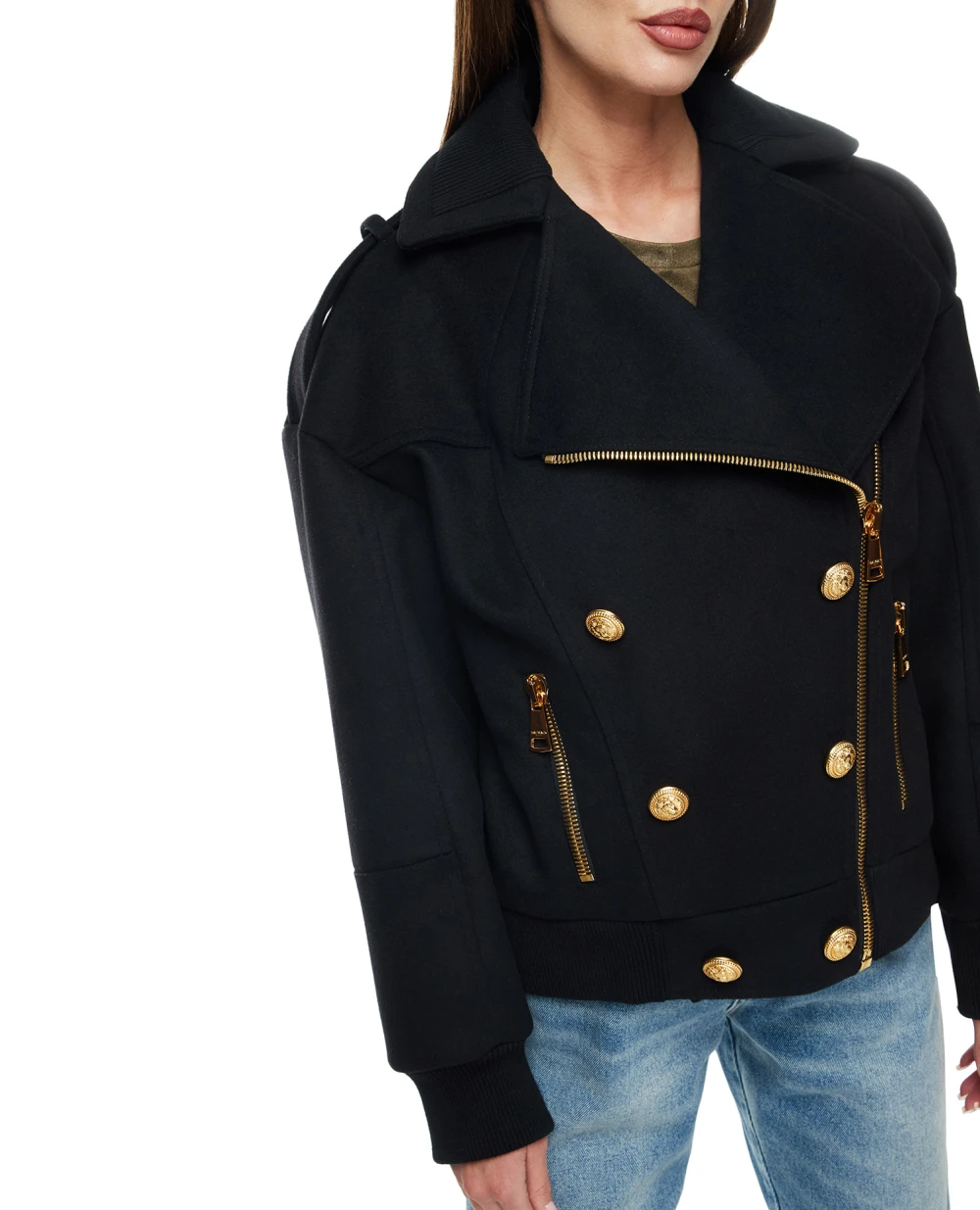 Шерстяное пальто Balmain AF1UA060WB72, черный цвет • Купить в интернет-магазине Kameron
