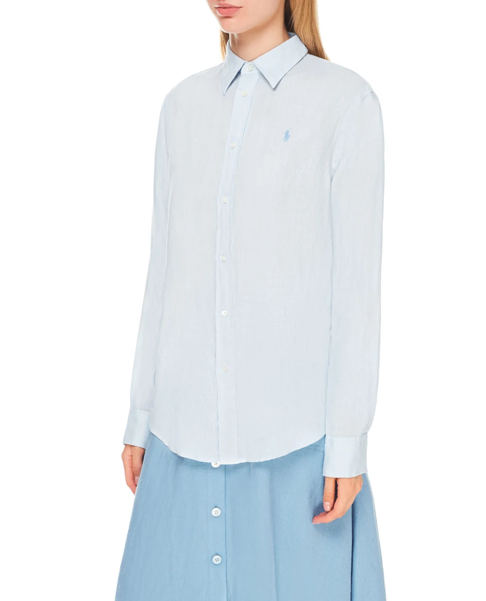 Льняная рубашка Polo Ralph Lauren 211827658007, голубой цвет • Купить в интернет-магазине Kameron