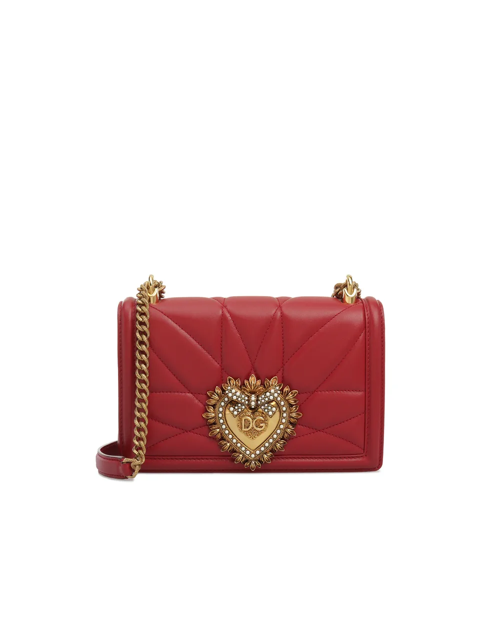 Шкіряна сумка Devotion Medium Dolce&Gabbana BB6652-AV967, червоний колір • Купити в інтернет-магазині Kameron