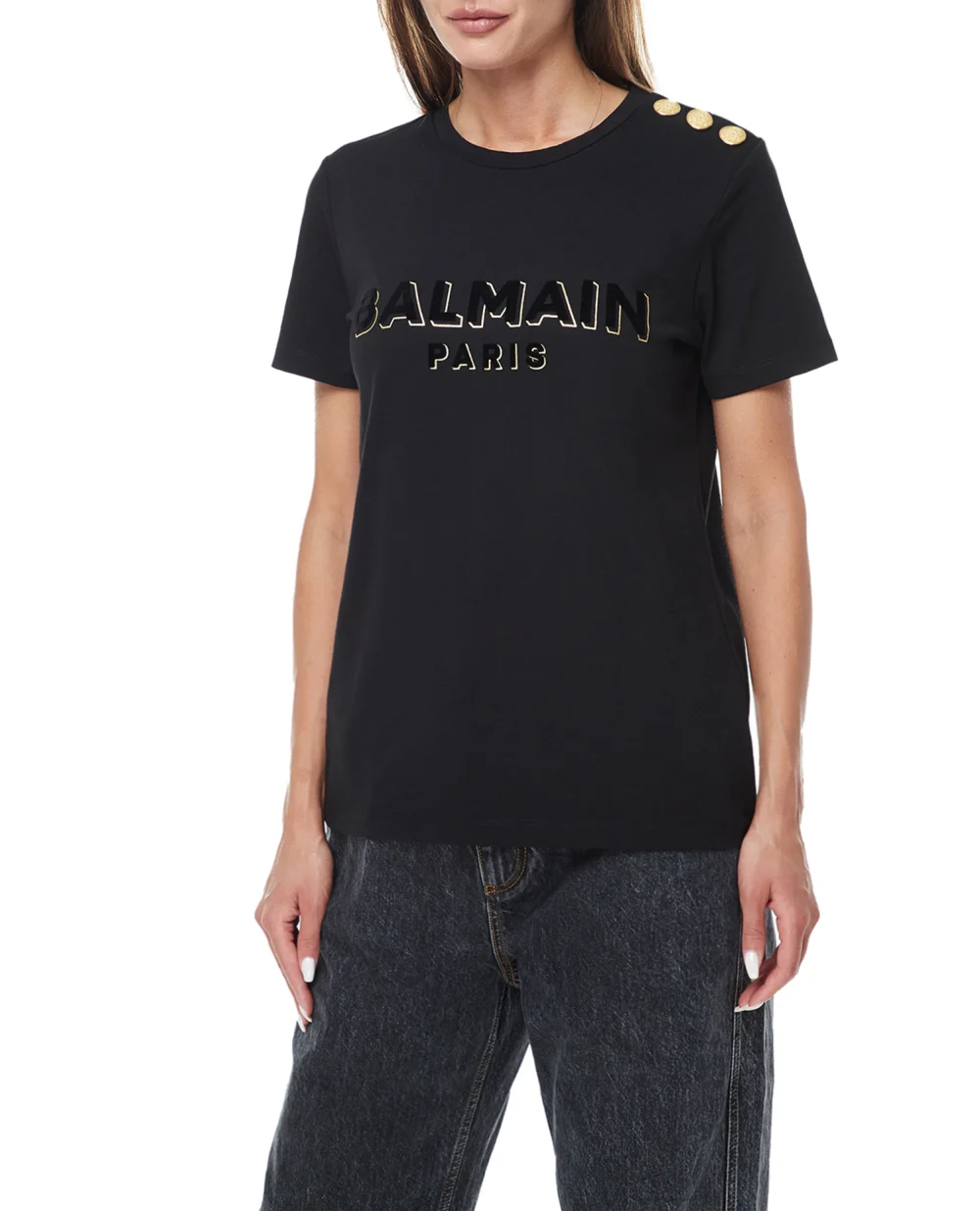 Футболка Balmain AF1EF005BC07, черный цвет • Купить в интернет-магазине Kameron