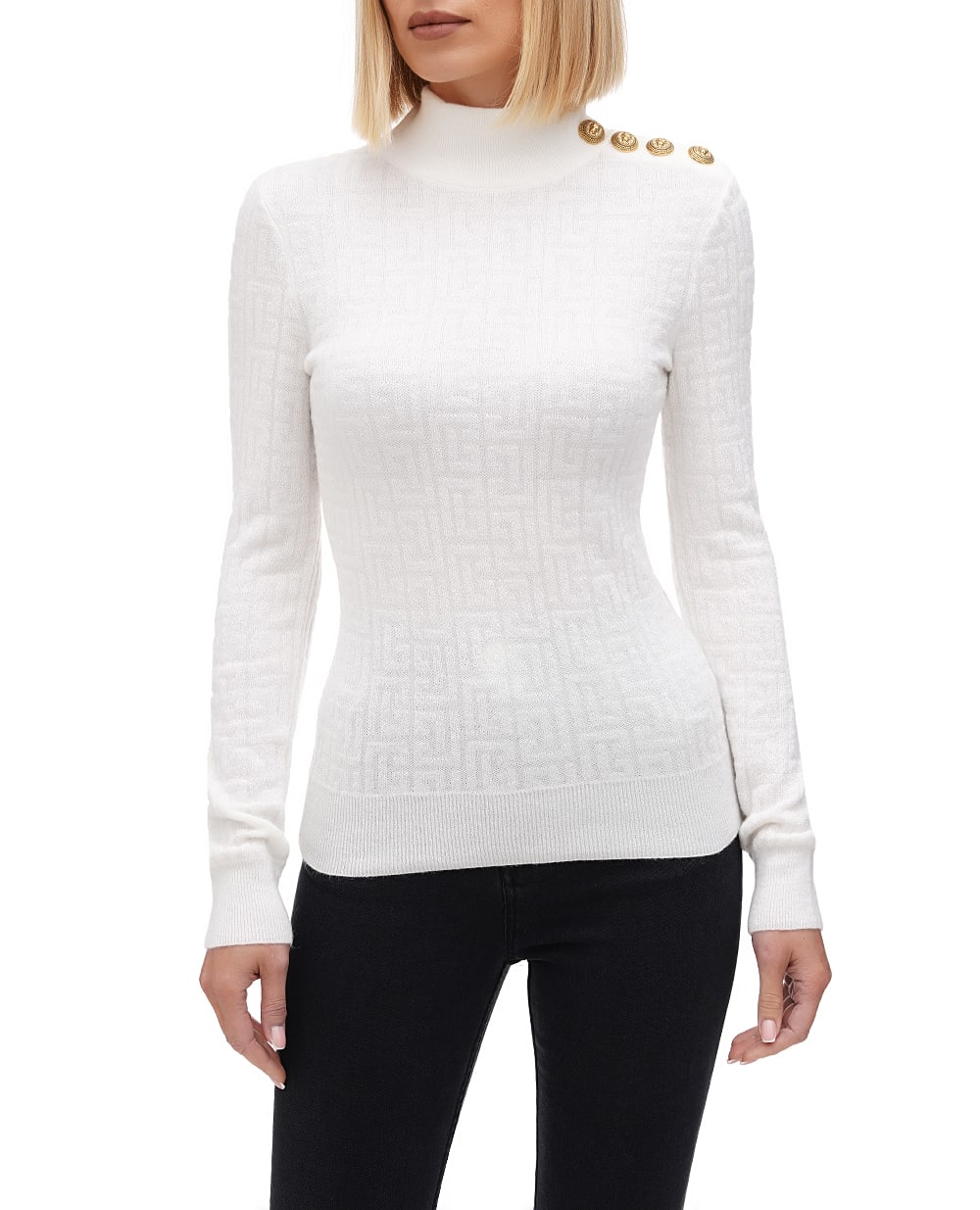 Мохеровый гольф Balmain BF1KF012KE69, молочный цвет • Купить в интернет-магазине Kameron