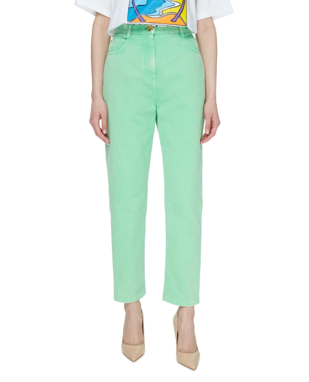 Джинсы Balmain VF15700D090, салатовый цвет • Купить в интернет-магазине Kameron