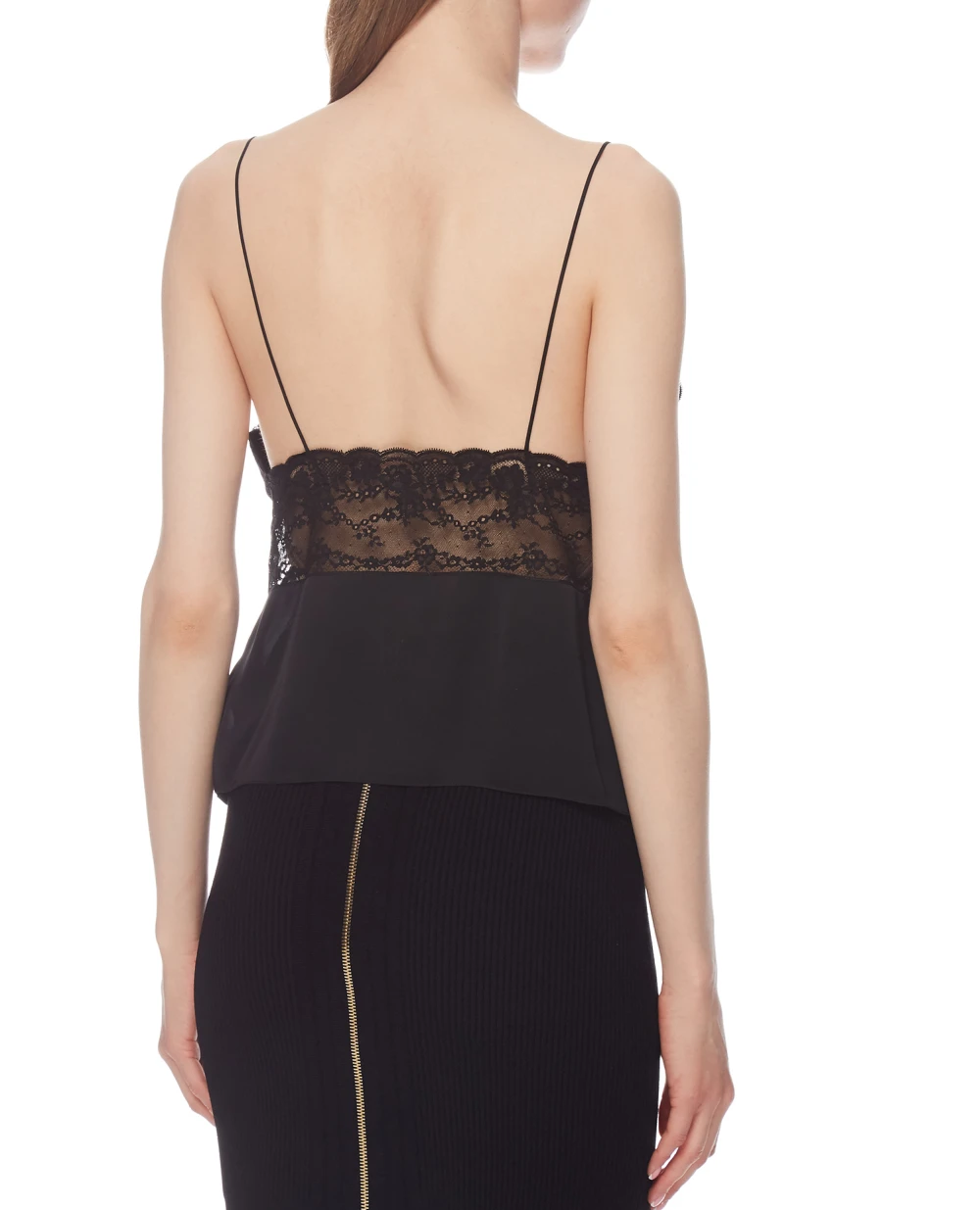 Шелковый топ Saint Laurent 648880-Y7B20, черный цвет • Купить в интернет-магазине Kameron
