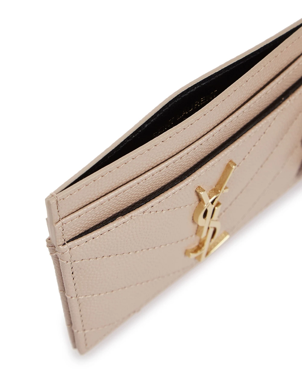 Кожаная визитница Saint Laurent 423291-BOW01, бежевый цвет • Купить в интернет-магазине Kameron
