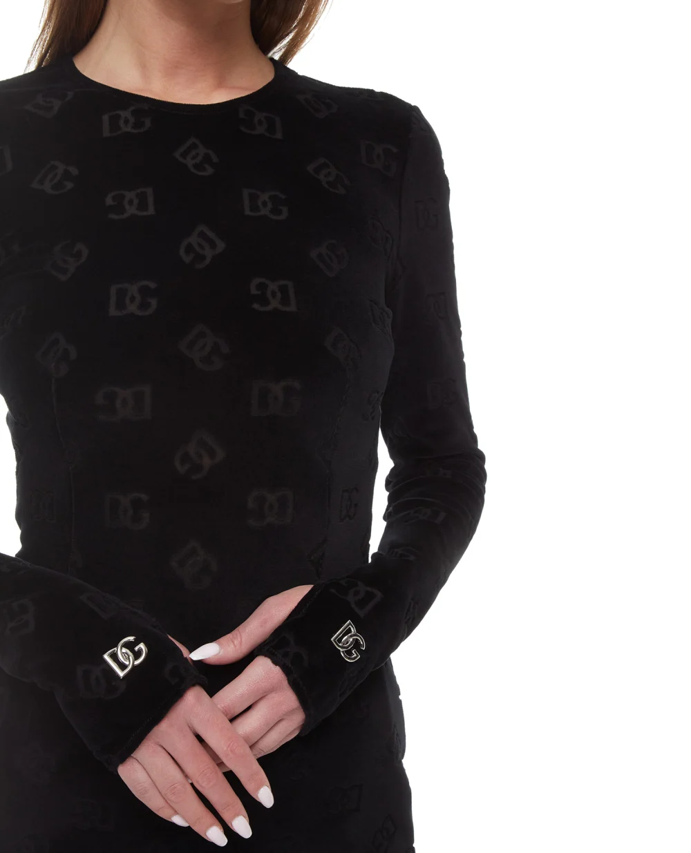Велюровое платье Dolce&Gabbana F6ATTT-FJ7DL, черный цвет • Купить в интернет-магазине Kameron