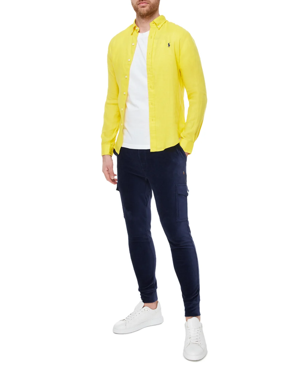 Льняная рубашка Polo Ralph Lauren 710829443019, желтый цвет • Купить в интернет-магазине Kameron