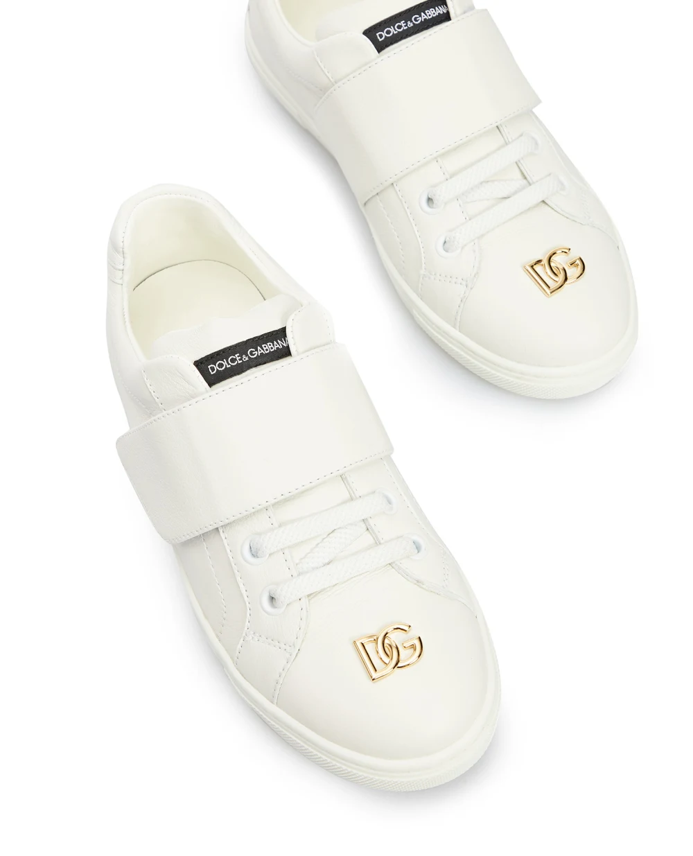 Детские кожаные кеды Dolce&Gabbana Kids D11095-AY437-M, белый цвет • Купить в интернет-магазине Kameron