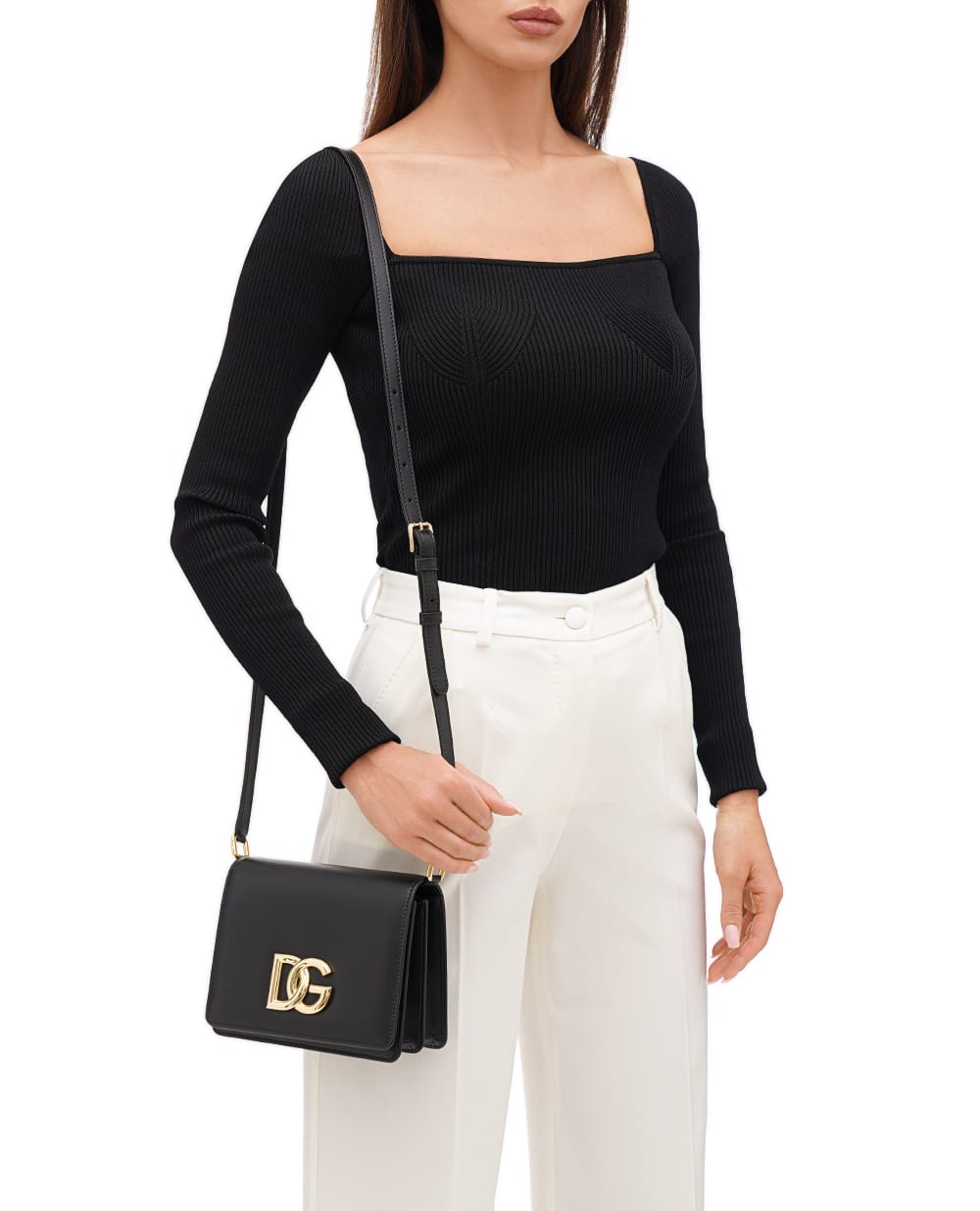 Кожаная сумка Crossbody Dolce&Gabbana BB7579-AW576, черный цвет • Купить в интернет-магазине Kameron