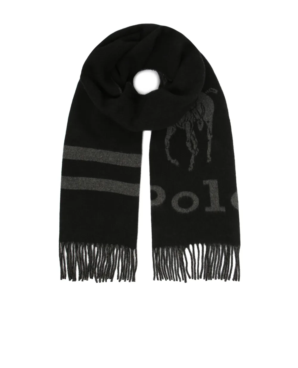 Шерстяной шарф Polo Ralph Lauren 449823817001, черный цвет • Купить в интернет-магазине Kameron