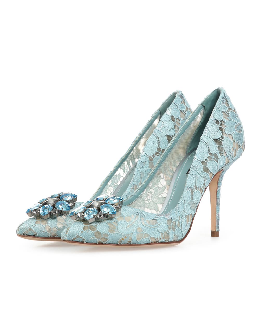 Кружевные лодочки Rainbow Lace Dolce&Gabbana CD0101-AL198, голубой цвет • Купить в интернет-магазине Kameron