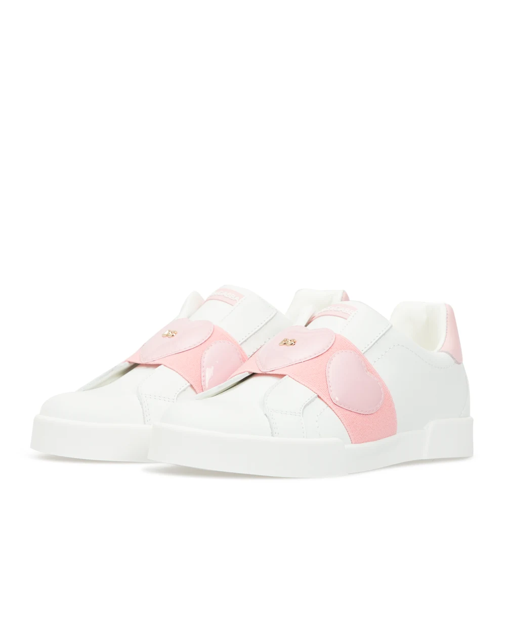 Кожаные сникеры Portofino Dolce&Gabbana Kids D10942-AZ786-M, белый цвет • Купить в интернет-магазине Kameron