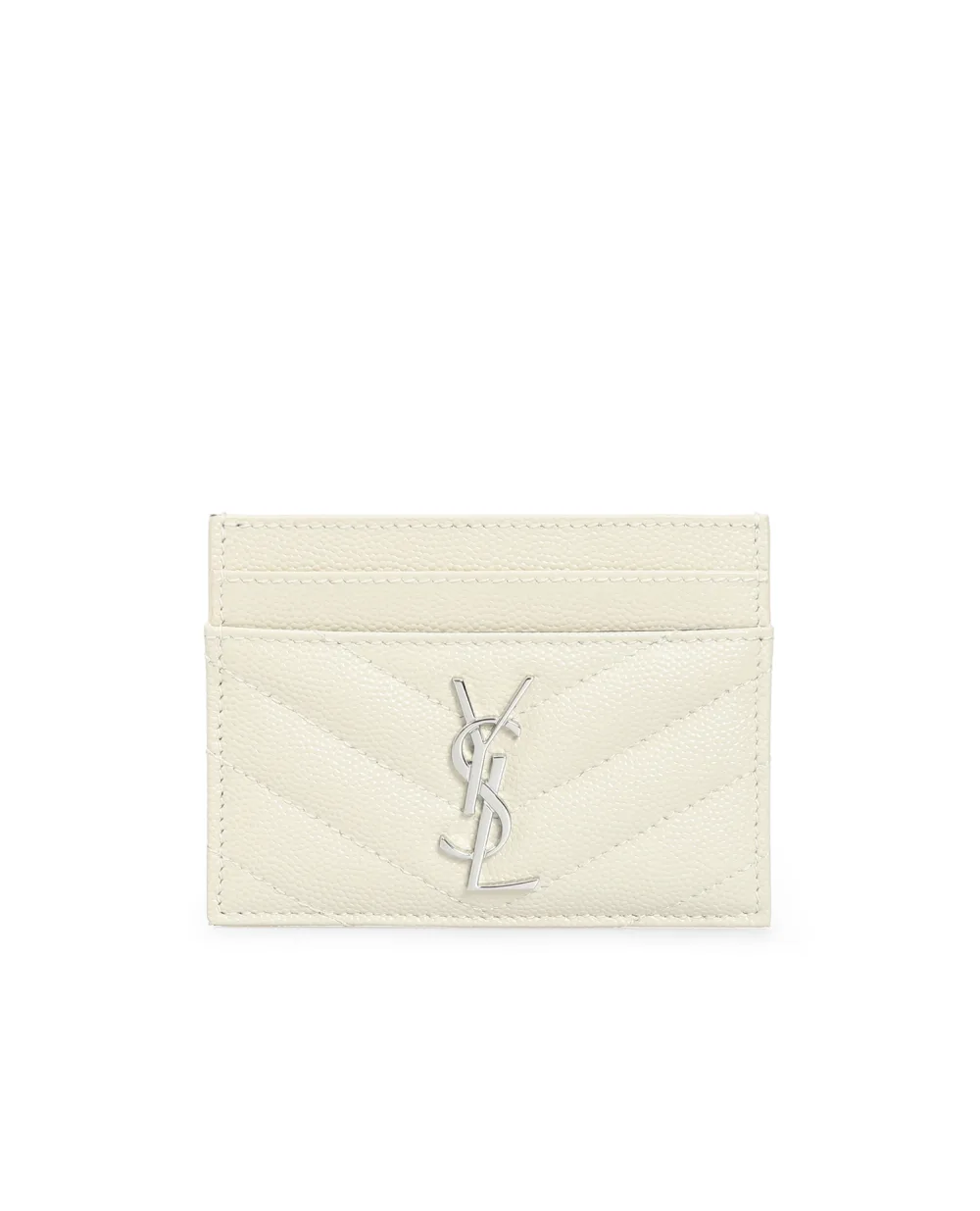 Кожаная визитница Saint Laurent 423291-BOW02, белый цвет • Купить в интернет-магазине Kameron