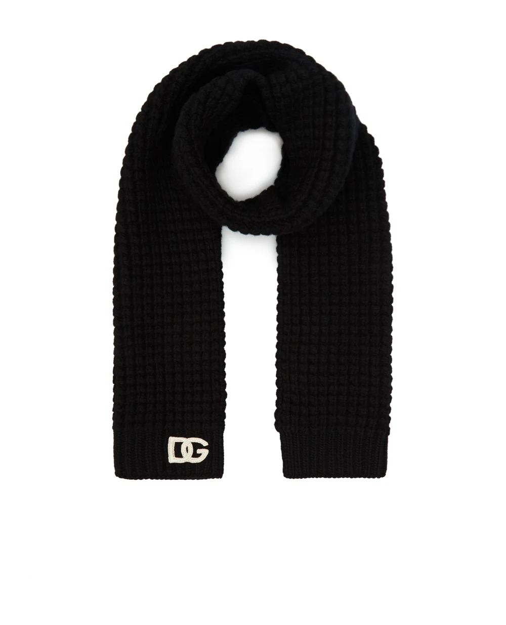 Шерстяной шарф Dolce&Gabbana Kids LBKA91-JBVJ0, черный цвет • Купить в интернет-магазине Kameron