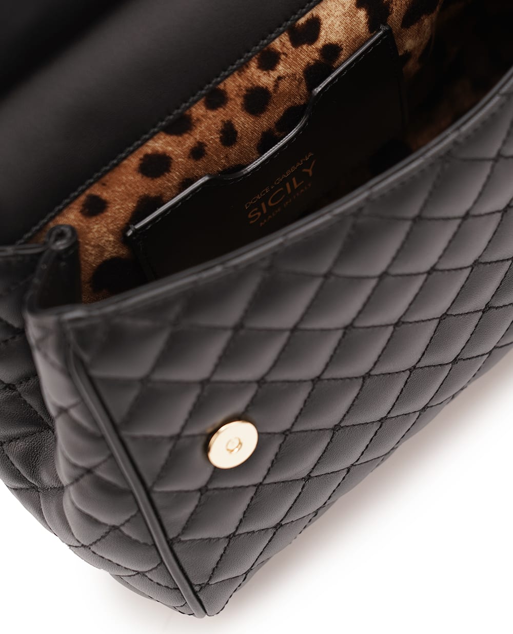 Кожаная сумка Sicily Medium Dolce&Gabbana BB6003-AV967, черный цвет • Купить в интернет-магазине Kameron