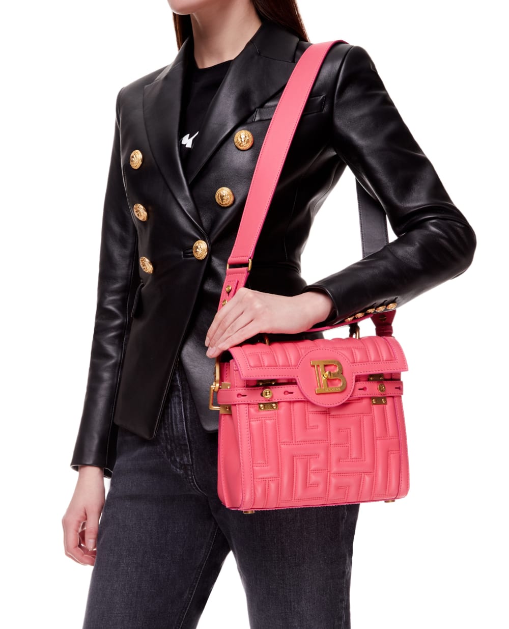 Кожаная сумка B-Buzz 23 Balmain XN1DB530LNDV, розовый цвет • Купить в интернет-магазине Kameron