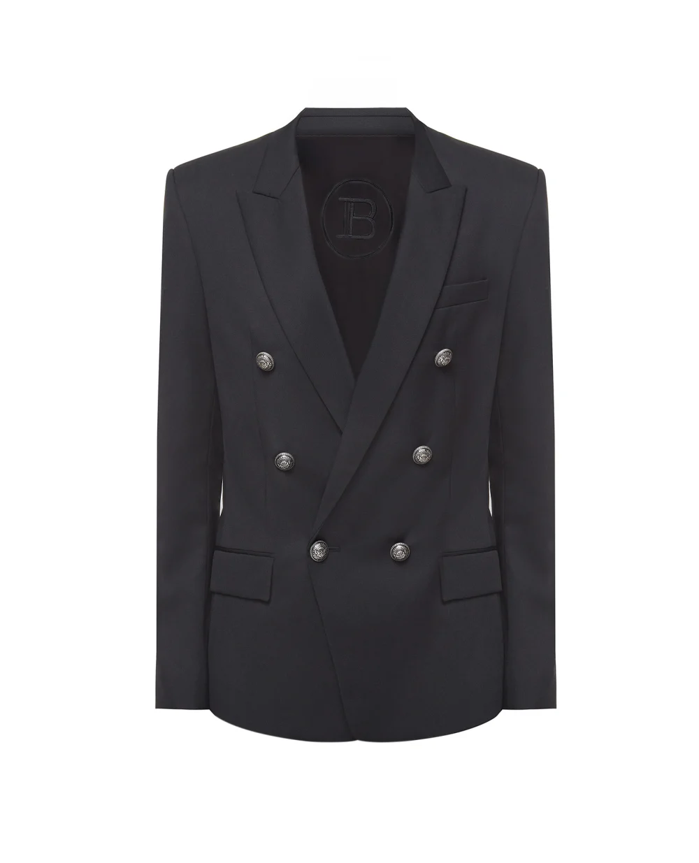 Шерстяной пиджак Balmain WH0SG010W074, черный цвет • Купить в интернет-магазине Kameron