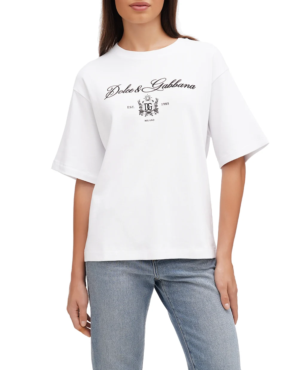 Футболка Dolce&Gabbana F8V12Z-GDCNW, белый цвет • Купить в интернет-магазине Kameron