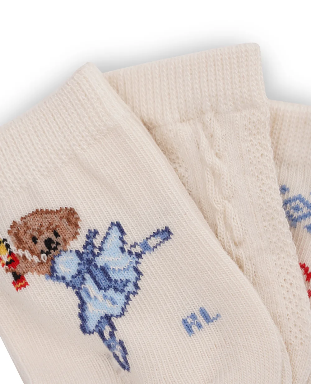 Детские носки Polo Bear (3 пары) Polo Ralph Lauren Kids 445927585001, молочный цвет • Купить в интернет-магазине Kameron