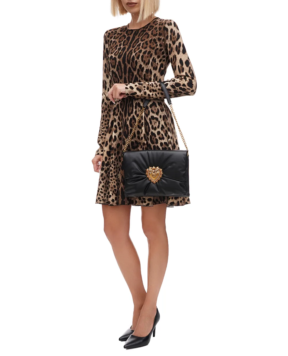 Кожаная сумка Devotion Soft Medium Dolce&Gabbana BB7349-AK274, черный цвет • Купить в интернет-магазине Kameron