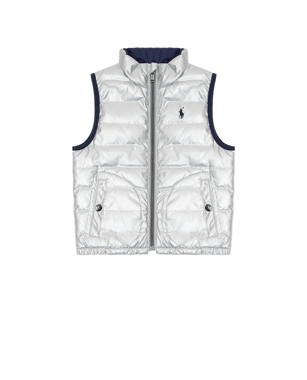 Двусторонний пуховой жилет Polo Ralph Lauren Kids 323737222001, серебряный цвет • Купить в интернет-магазине Kameron