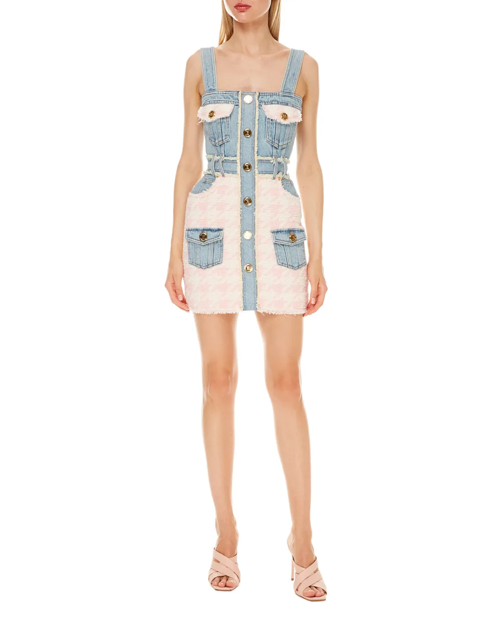 Твидовое платье Balmain WF1R2170D130, разноцветный цвет • Купить в интернет-магазине Kameron