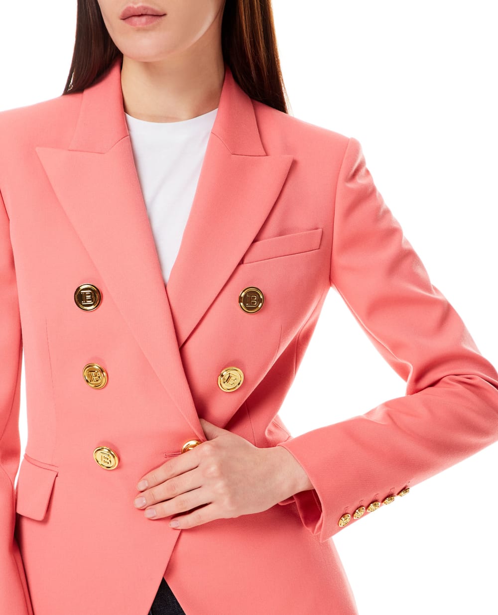 Шерстяной жакет Balmain XF1SG002WB05, розовый цвет • Купить в интернет-магазине Kameron