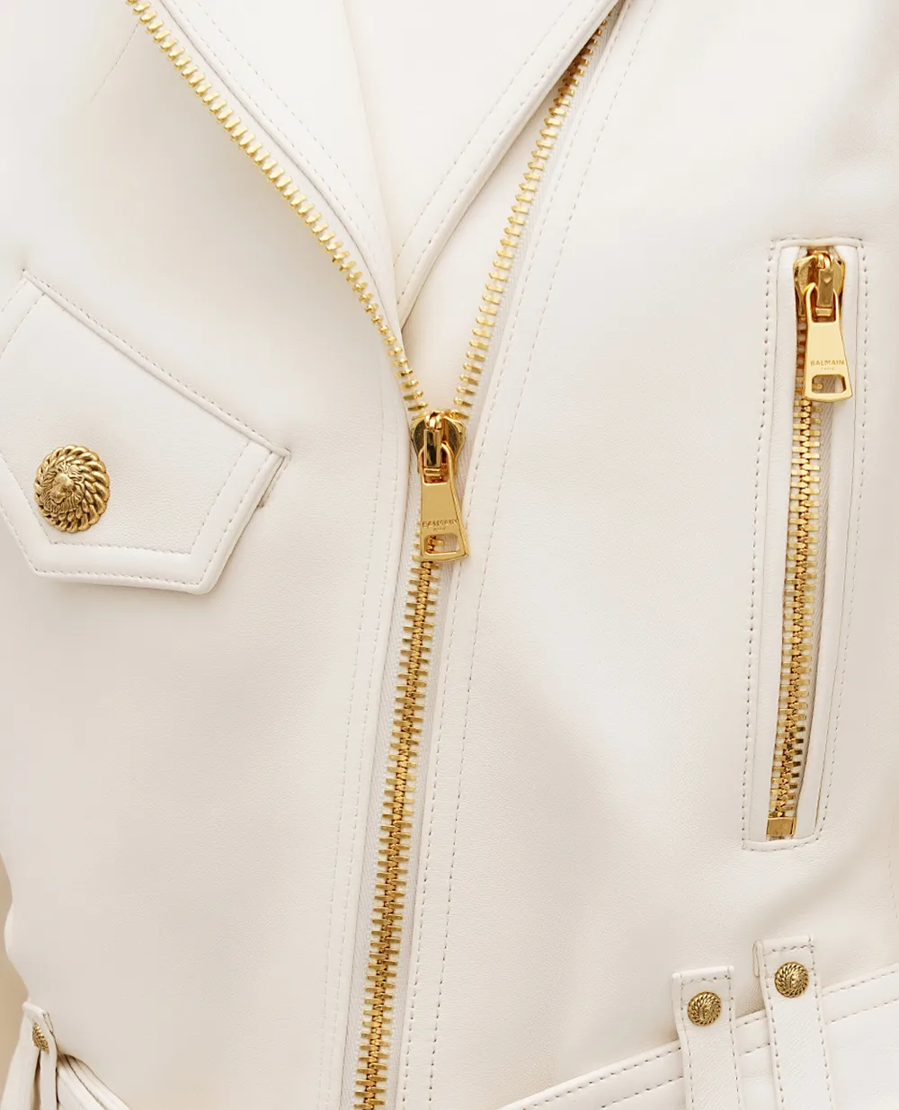 Кожаная косуха Balmain CF1TD205LC62, белый цвет • Купить в интернет-магазине Kameron